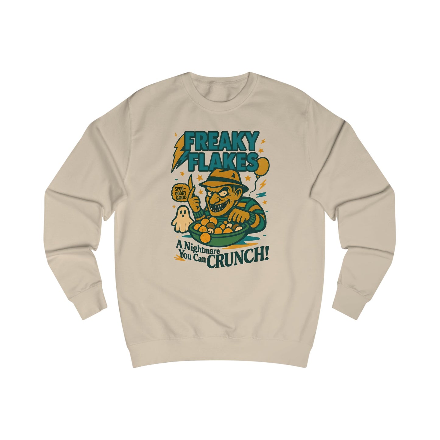 Freaky Flakes Sweater - Unisex Halloween Sweatshirt, Spooky Gift, Pumpkin Spice Vibes, Cozy Fall Fashion, Fun Casual Wear