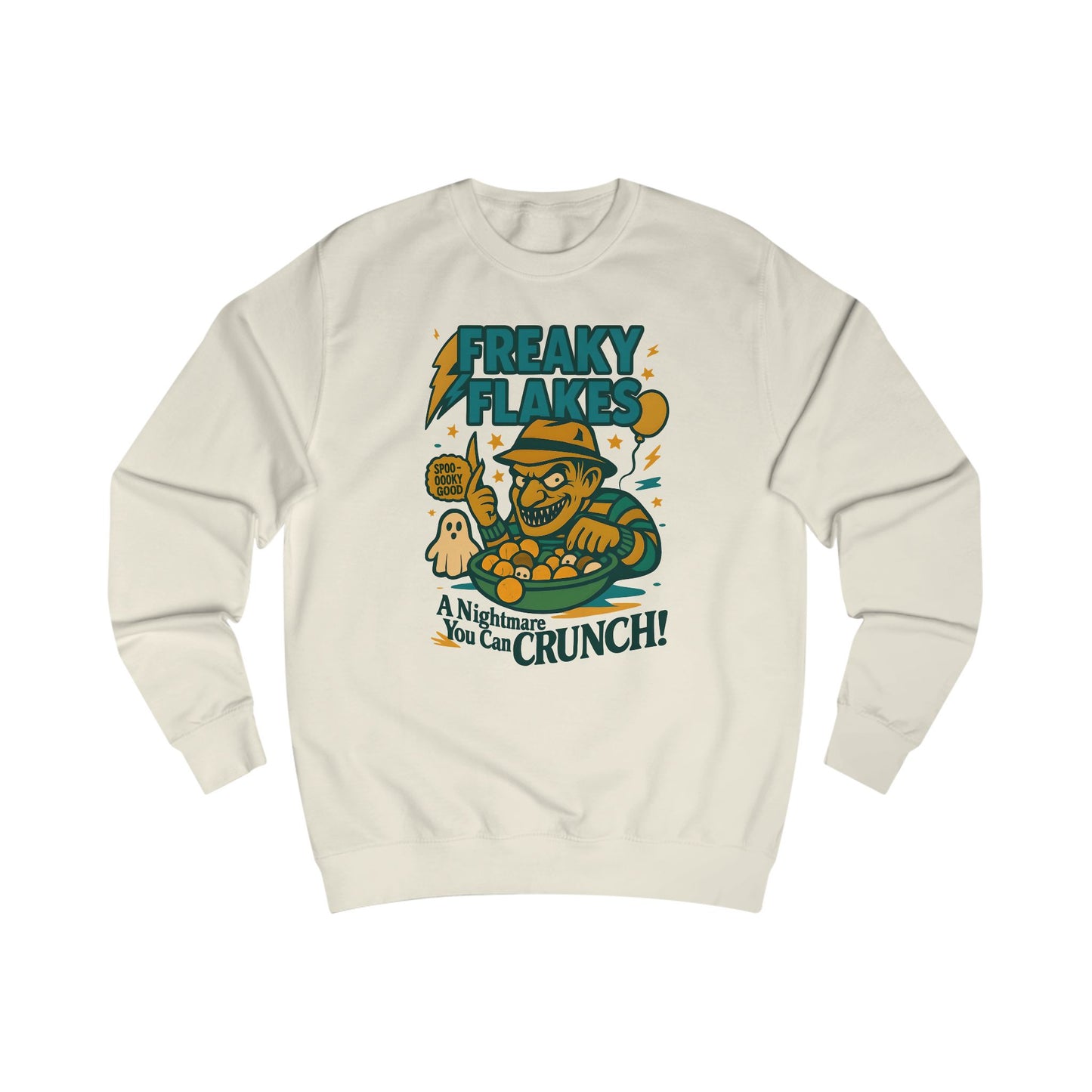 Freaky Flakes Sweater - Unisex Halloween Sweatshirt, Spooky Gift, Pumpkin Spice Vibes, Cozy Fall Fashion, Fun Casual Wear