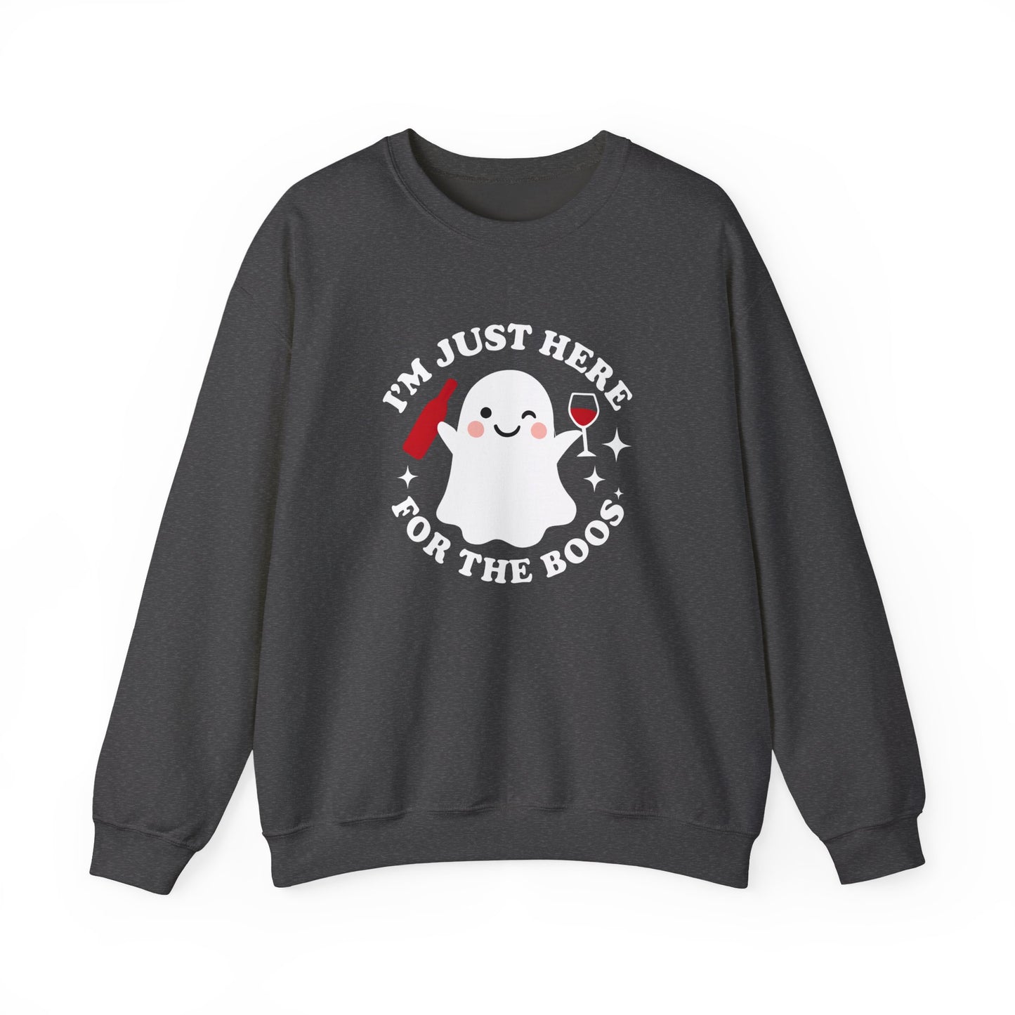Spooky Vibes Crewneck Sweatshirt - Halloween Casual, Ghost Design, Cozy, Unisex Apparel, Great for Parties, Fall Fashion