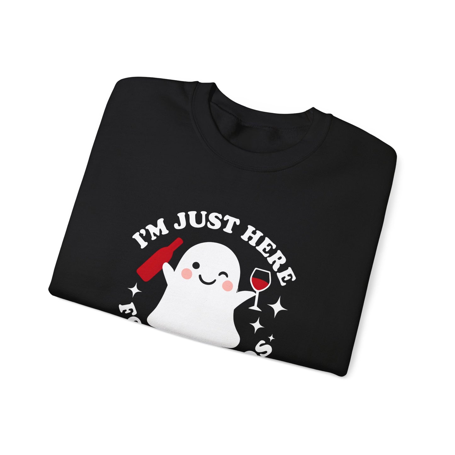 Spooky Vibes Crewneck Sweatshirt - Halloween Casual, Ghost Design, Cozy, Unisex Apparel, Great for Parties, Fall Fashion
