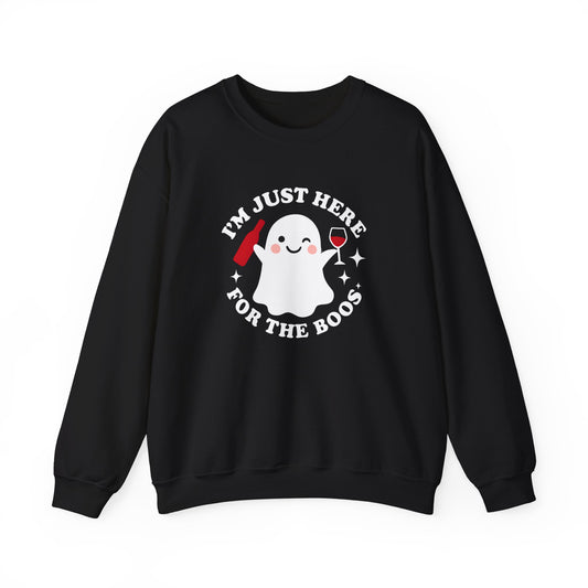 Spooky Vibes Crewneck Sweatshirt - Halloween Casual, Ghost Design, Cozy, Unisex Apparel, Great for Parties, Fall Fashion